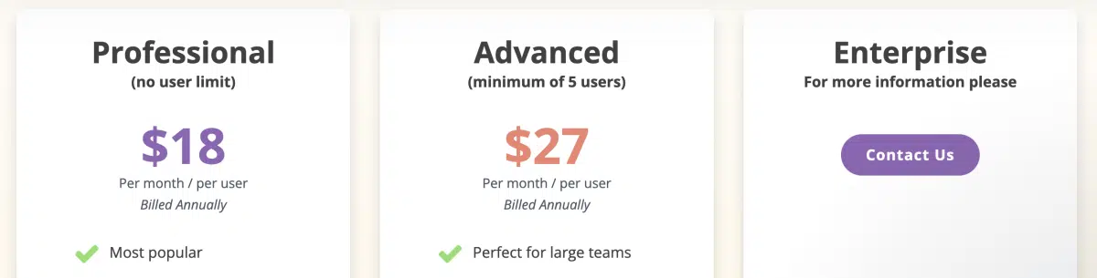 ProWorkflow’s three subscription plans